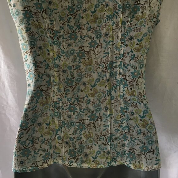 Smart Set Women's SZ S Sheer Top Sleeveless Blouse Floral Blue Y2K Fairy BOHO - Picture 8 of 16